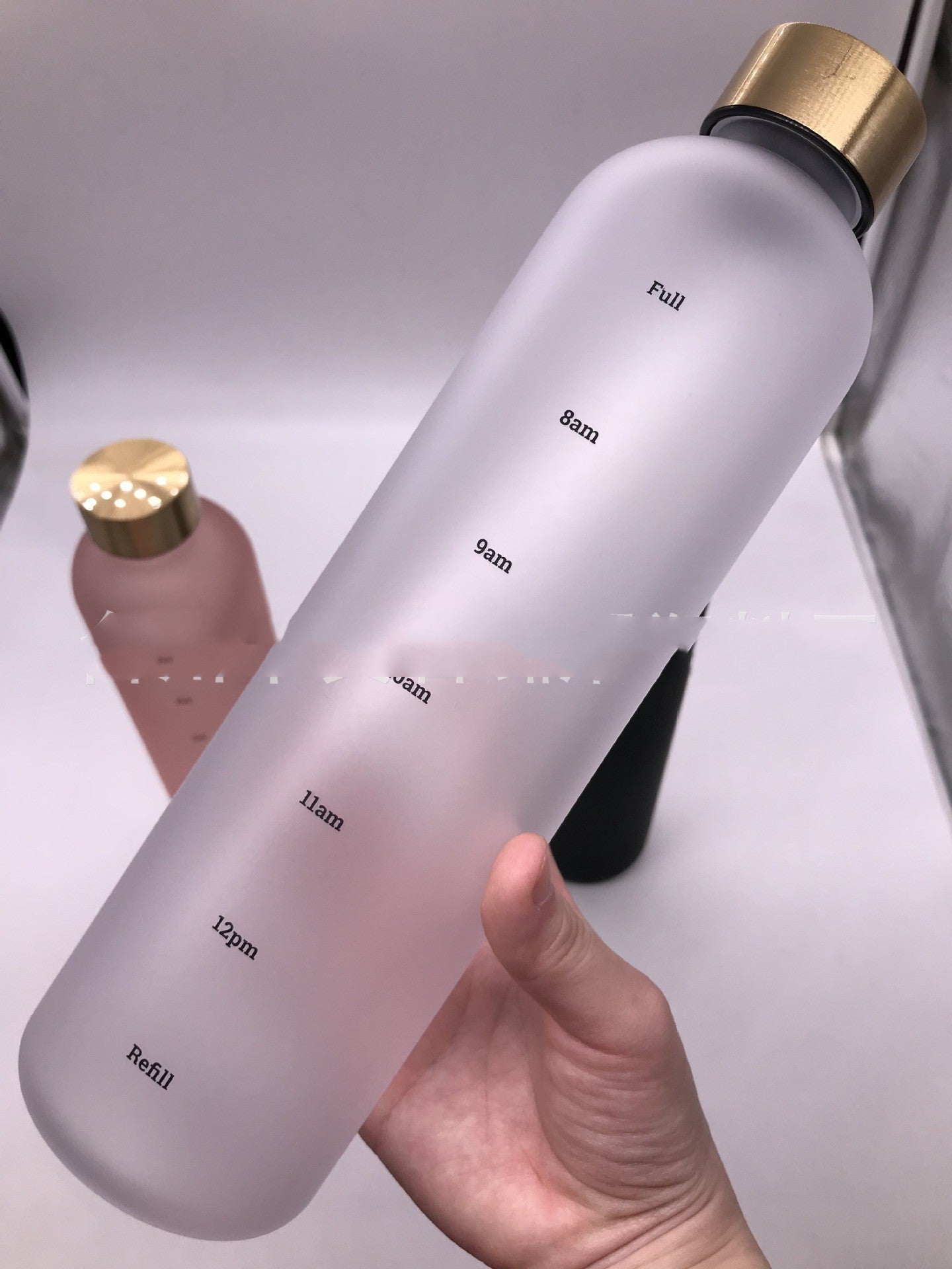 Large Capacity 1L Time Water Cup Fitness Water Bottle Gradient Color Matte