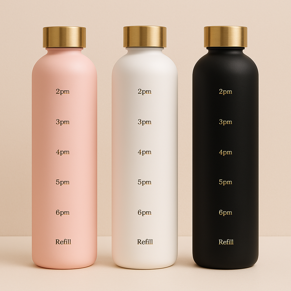 Large Capacity 1L Time Water Cup Fitness Water Bottle Gradient Color Matte